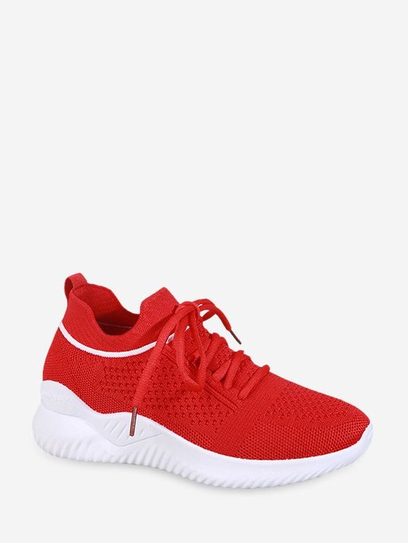 Chaussures de Sport Rayées Respirantes en Maille - Rouge Lave EU 40