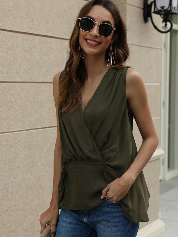 Débardeur Superposé à Coupe Basse - Vert Armée S