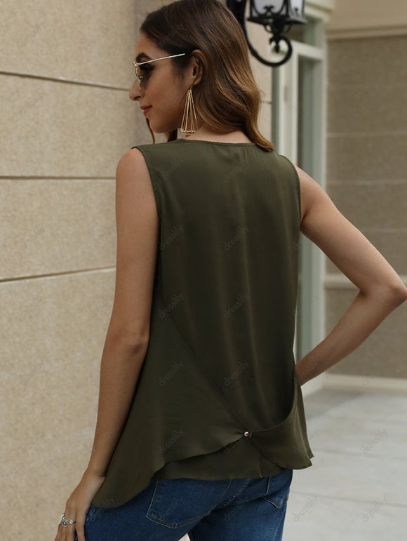 Débardeur Superposé à Coupe Basse - Vert Armée S