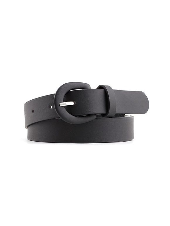 Ceinture Fine Bouclée en Couleur Unie en Jean - Noir 