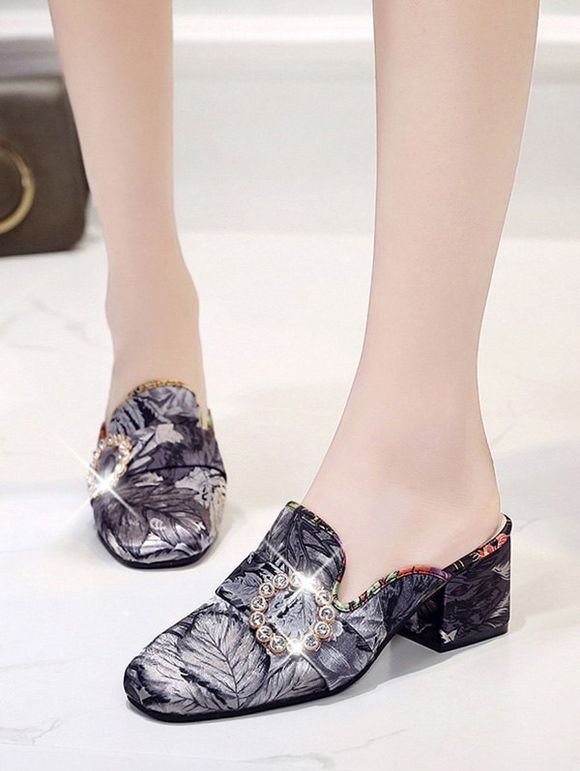 Mocassins Bouclés Imprimés avec Strass - Noir EU 39