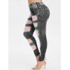 Legging Moulant 3D Déchiré Imprimé en Jean Grande Taille - Noir Naturel 5X