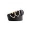 Double Heart Hollow Buckle Jeans Belt - BLACK 