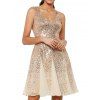 Mesh Sparkly Sequined Party Dress - CHAMPAGNE GOLD L