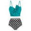 Maillt de Bain Bikini Noué à Armature à Pois - Bleu Vert Ara 2XL