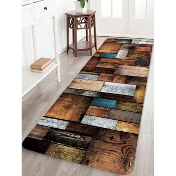 

Colorful Wooden Board Pattern Water Absorption Floor Area Rug, Dark goldenrod