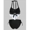Maillet de Bain Bikini Taille Haute à Pois à Lacets à Volants - Noir S