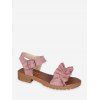 Sandales à Talons Bas avec Bride à la Cheville à Volants - Rose clair EU 39
