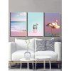Peintures de Plage Motif de Cactus et de Flamant Sans Cadre - multicolor A 3PCS X 16 X 24 INCH( NO FRAME)