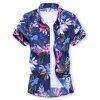 Chemise Fleur Feuille Imprimées à Manches Courtes - multicolor A XL