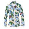 Leave Palm Tree Car Print Button Down Shirt - multicolor A XS