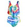 Maillot de Bain Tankini Teinté Croisé Imprimé à Taille Haute - multicolor A 3XL