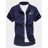 Chemise Boutonnée Papillon Brodé à Manches Courtes - Cadetblue M