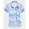 Chemise Boutonnée Papillon Brodé à Manches Courtes - Bleu Ciel XL