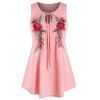 Débardeur Brodé de Grande Taille avec Trou de Serrure - Rose clair 4X