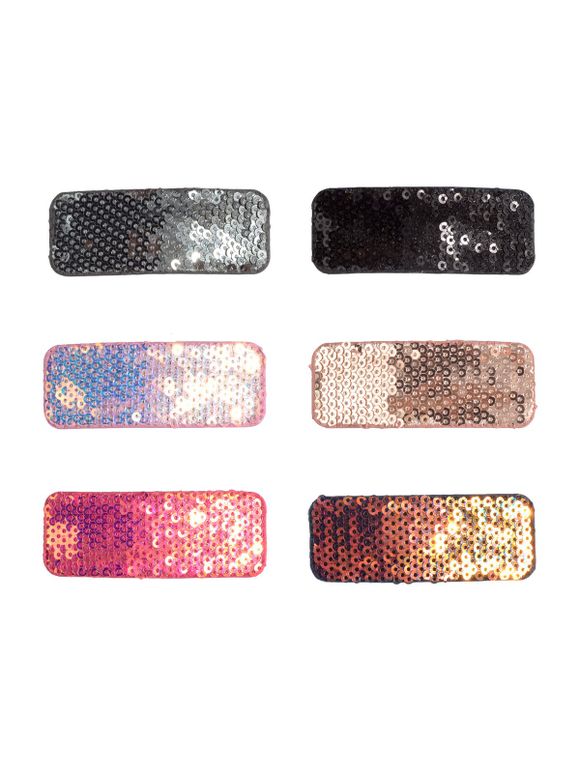 Ensemble de Pince à Cheveux Rectangle à Paillettes 6 Pièces - multicolor 