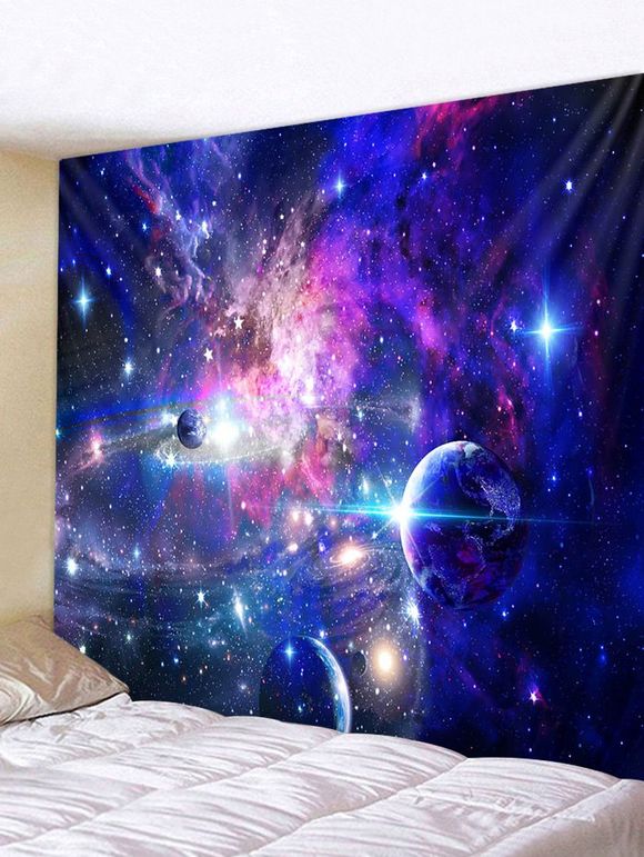 Tapisserie Décorative en Polyester Motif de Ciel Étoilé - multicolor W91 X L71 INCH