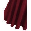 Criss Cross Grommet High Waisted Flare Cami Dress - RED WINE L