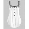 Débardeur Applique Bicolore avec Bouton de Grande Taille - Blanc Lait 4X