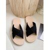 Sandales Plates à Bretelle Croisée en Daim - Noir EU 39