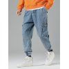 Pantalon Cargo de Jogging avec Poche à Rabat en Denim - Bleu Toile de Jean M