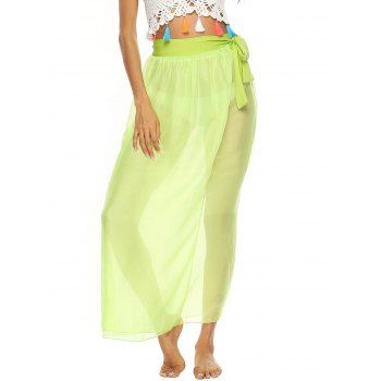 

Sheer Wrap Maxi Cover Up Skirt, Green yellow
