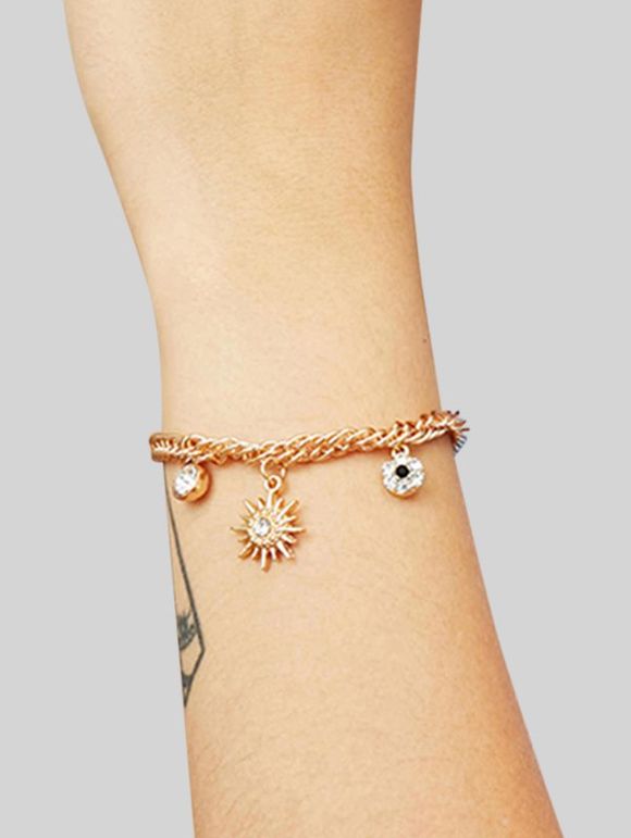 Bracelet Charmant en Forme de Soleil avec Strass - Or 