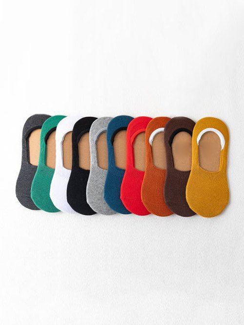 10 Pairs Solid Invisible Socks - multicolor A 