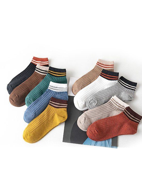 32 OFF 2020 10 Pairs Striped College Ankle Socks In Multico