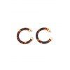 C-shaped Marbling Exaggerated Stud Earrings - COFFEE 