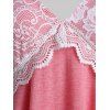 T-shirt Tunique Asymétrique Panneau en Dentelle Transparente de Grande Taille - Rose L