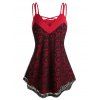 Débardeur d'Halloween Croisé Crâne en Dentelle de Grande Taille - Rouge 3X
