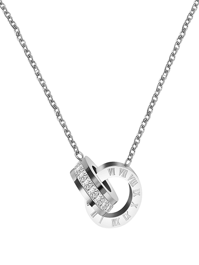 [46% OFF] 2020 Roman Numerals Circle Rhinestone Necklace In SILVER