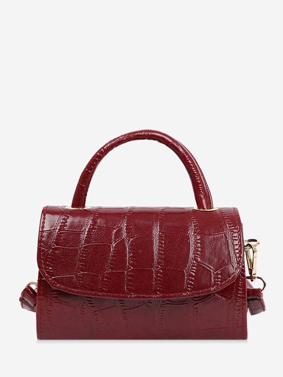 Textured Solid Crossbody Bag - RED WINE 
