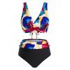 Maillot de Bain Tankini Croisé de Grande Taille à Lacets - ACU Camouflage 3X