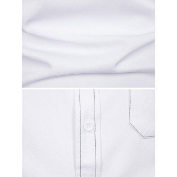 

Contrast Stitching Half Sleeve Button Up Shirt, White