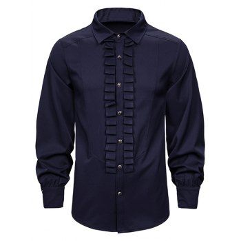 

Front Ruched Button Up Gothic Shirt, Cadetblue