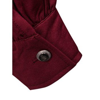 

Front Ruched Button Up Gothic Shirt, Red wine