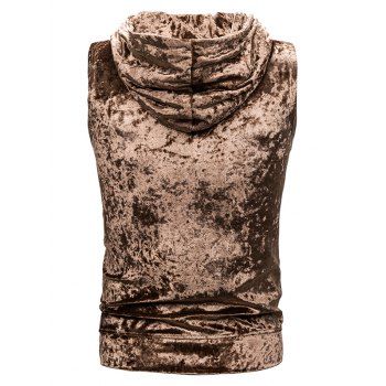 

Zip Up Front Pocket Hooded Velvet Vest, Brown
