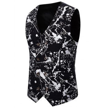 

Gliding Splatter Paint Double Breasted Casual Vest, Silver