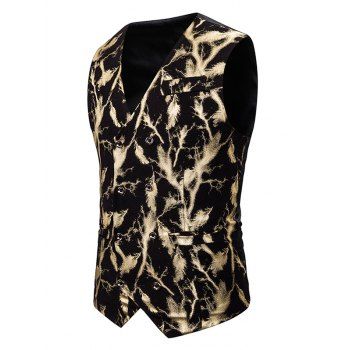 

Gliding Lightning Print Double Breasted Casual Vest, Gold