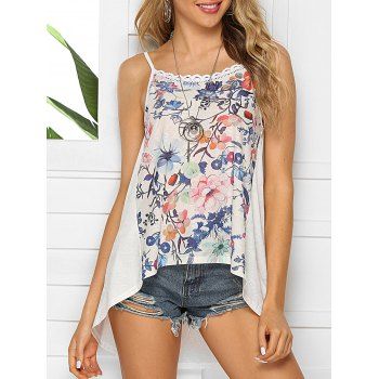 

Floral Print High Low Cami Top, Multicolor a