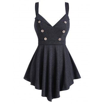 

Fit And Flare V Neck Tunic Tank Top, Dark gray
