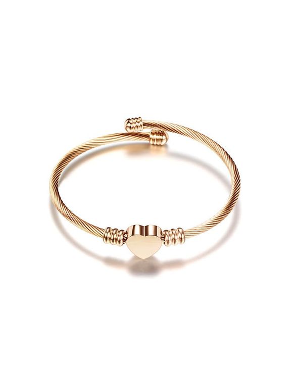 Bracelet Manchette Tressé Cœur Tordu - Or de Rose 