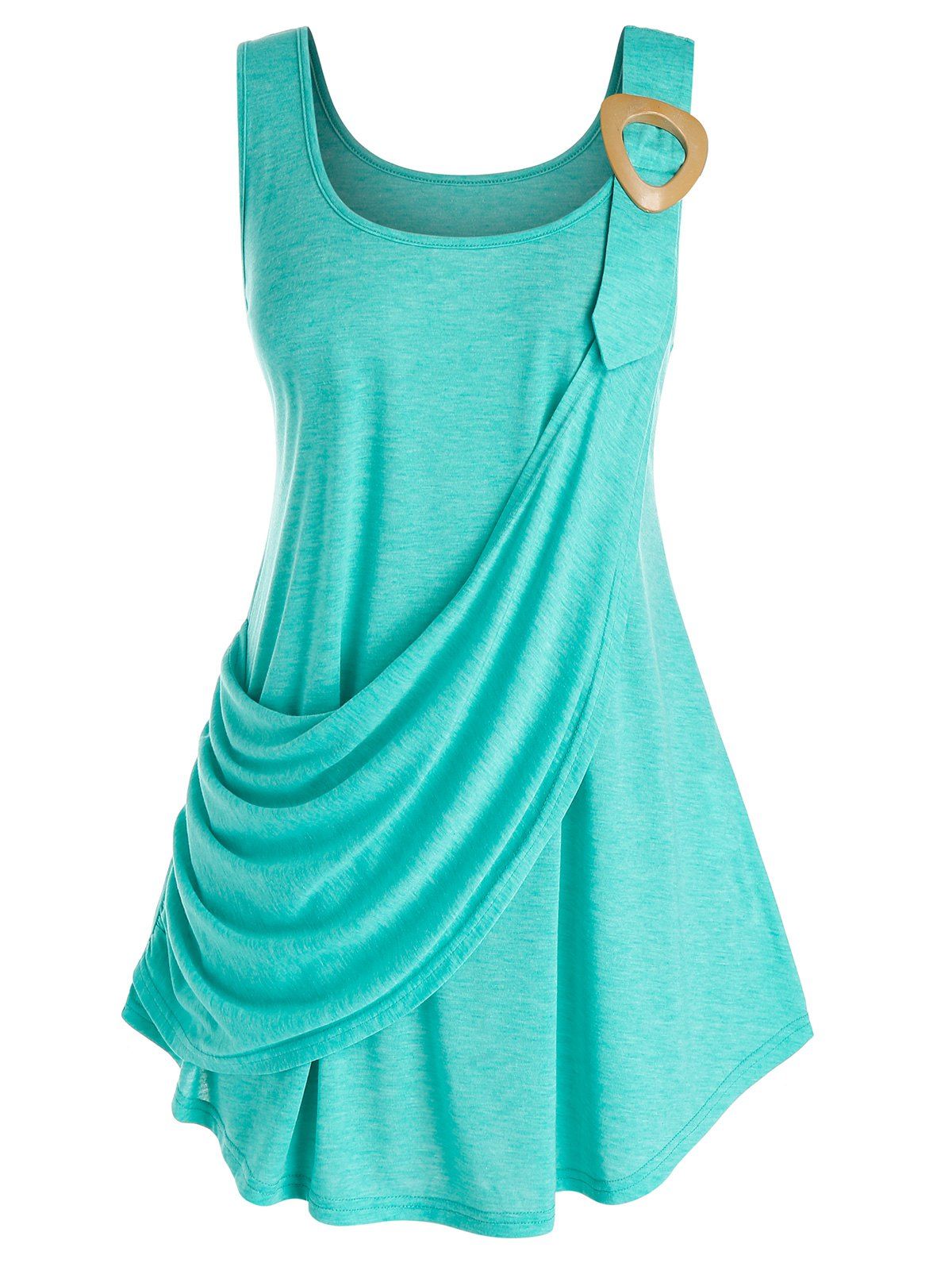 

Plus Size Ruched Draped Tunic Tank Top, Medium turquoise