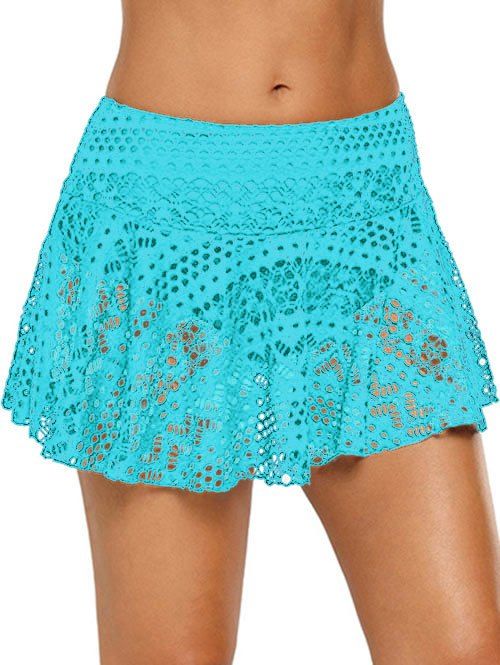 [33% OFF] 2020 Mid-rise Lace Skirted Swim Bottom In LIGHT SKY BLUE ...