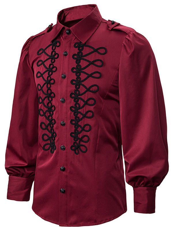 

Lantern Sleeve Button Up Gothic Shirt, Red wine