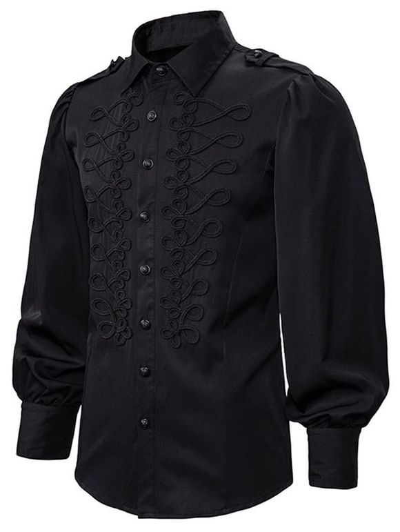 Chemise Gothique Boutonnée à Manches Lanternes - Noir L