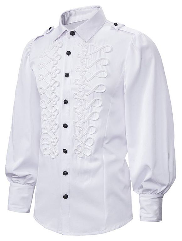 Chemise Gothique Boutonnée à Manches Lanternes - Blanc L