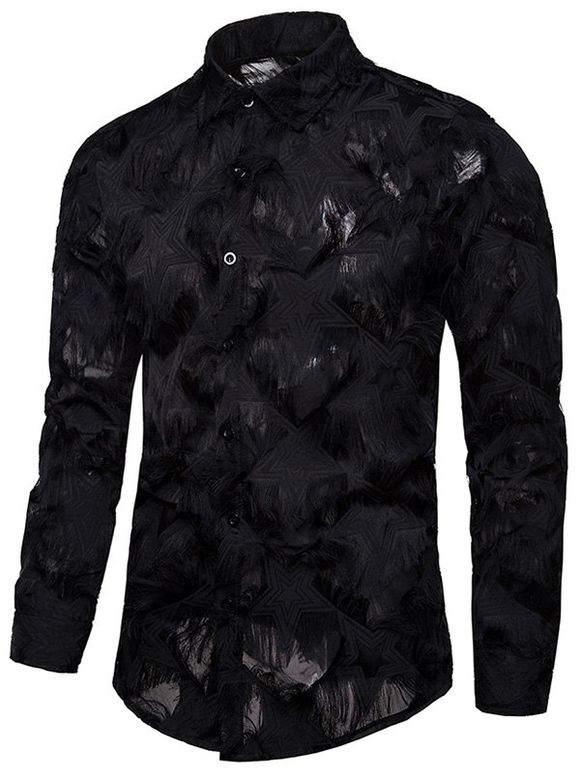 Chemise Boutonnée Transparente Etoile - Noir XL